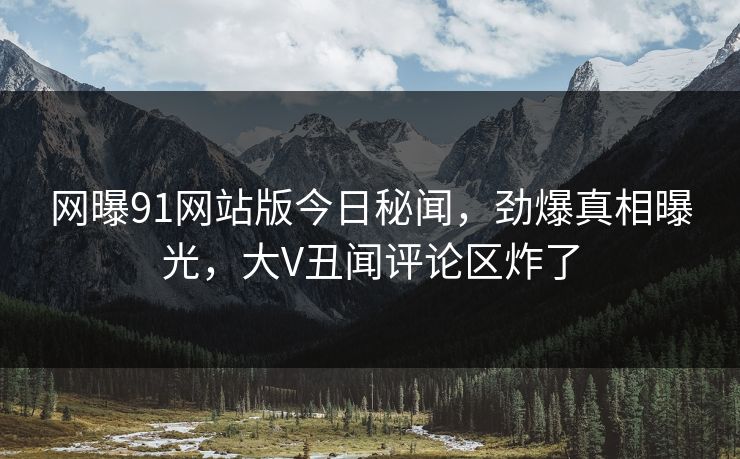 网曝91网站版今日秘闻，劲爆真相曝光，大V丑闻评论区炸了
