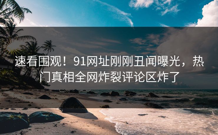 速看围观！91网址刚刚丑闻曝光，热门真相全网炸裂评论区炸了