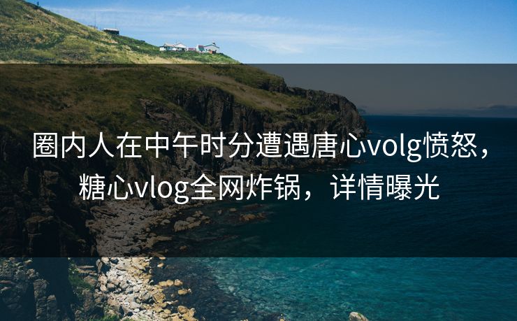 圈内人在中午时分遭遇唐心volg愤怒,糖心vlog全网炸锅,详情曝光 圈内人在中午时分遭遇唐心volg愤怒,糖心vlog全网炸锅,详情曝光