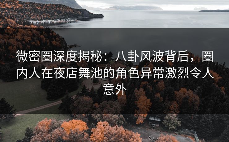 微密圈深度揭秘：八卦风波背后，圈内人在夜店舞池的角色异常激烈令人意外