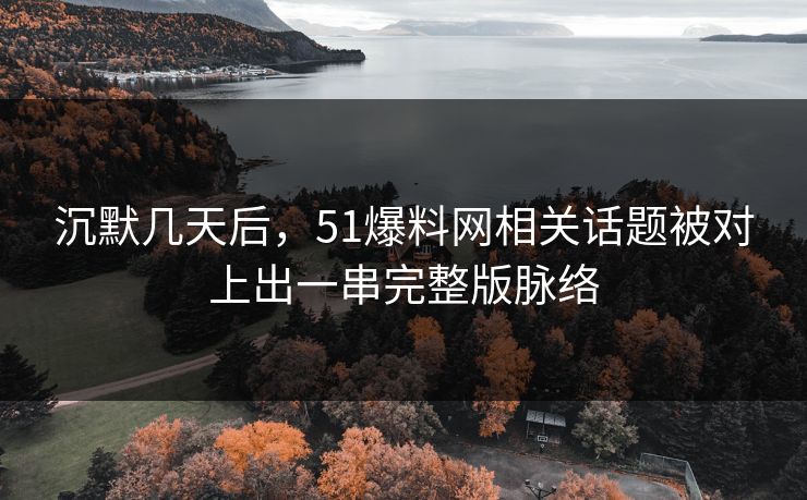 沉默几天后，51爆料网相关话题被对上出一串完整版脉络